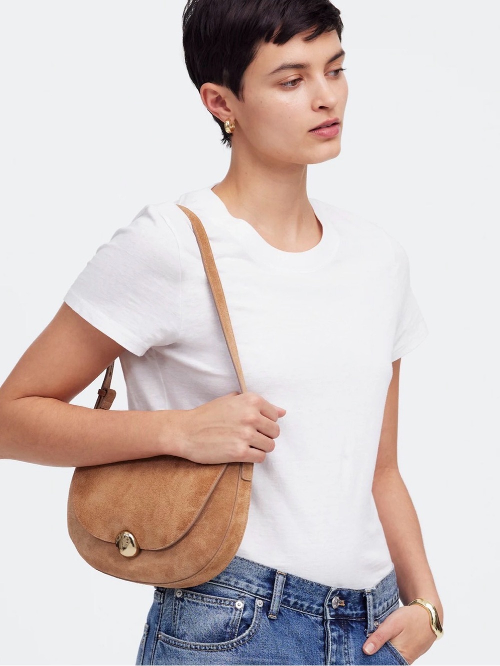 Madewell Cumin Color Dakota Suede Saddle Crossbody Bag - Picture 5 of 11